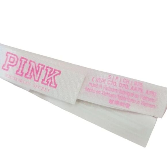 Victoria's Secret Pink Lace T-Strap Logo Bralette in Ivory Size Small - Picture 7 of 14